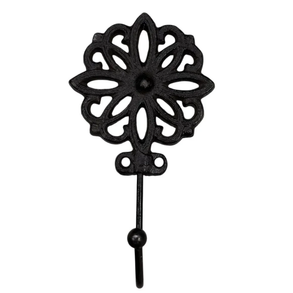 Cast Iron Flower Hook Rustic Cabin Cottage Farmhouse Western Granny